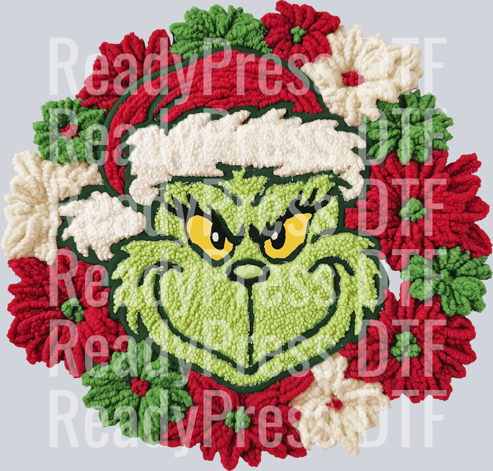 Grinch Wreath Faux Yarn